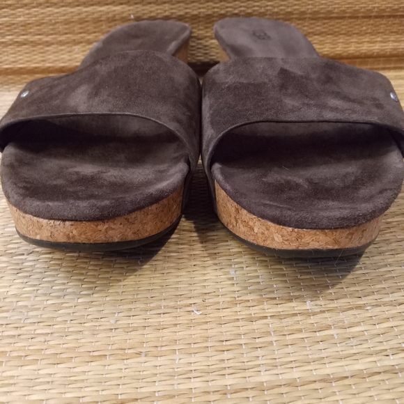 UGG Australia women's 10 brown suede slides slip on wedge sandals shoes summer - Picture 5 of 7